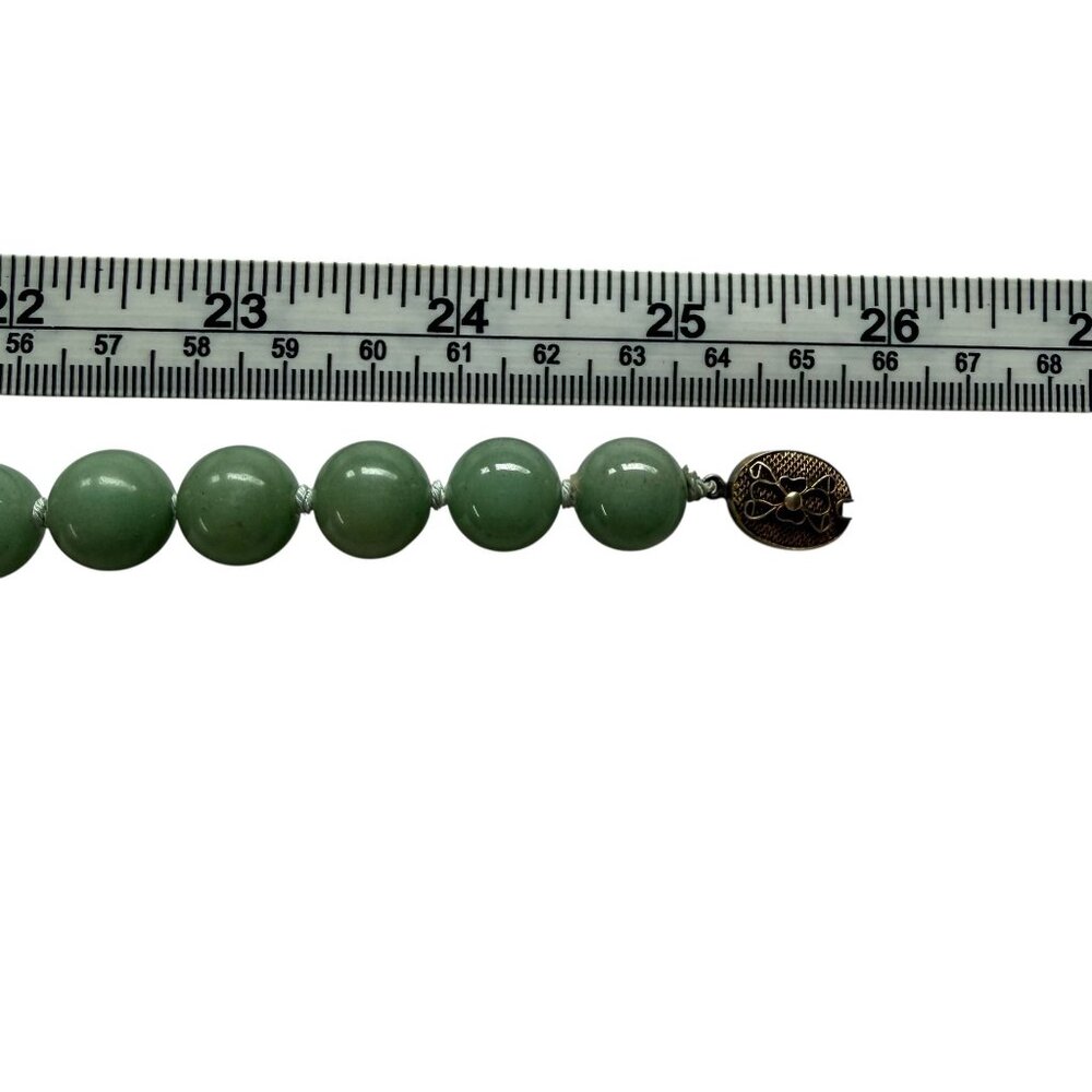 Vintage Chinese Jade & Cloisonné Bead Necklace 24" Nephrite Green Floral Accents - Picture 11 of 12